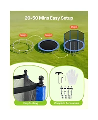 Hongge 12 feet Round Recreational Trampoline Rated to 400 lbs