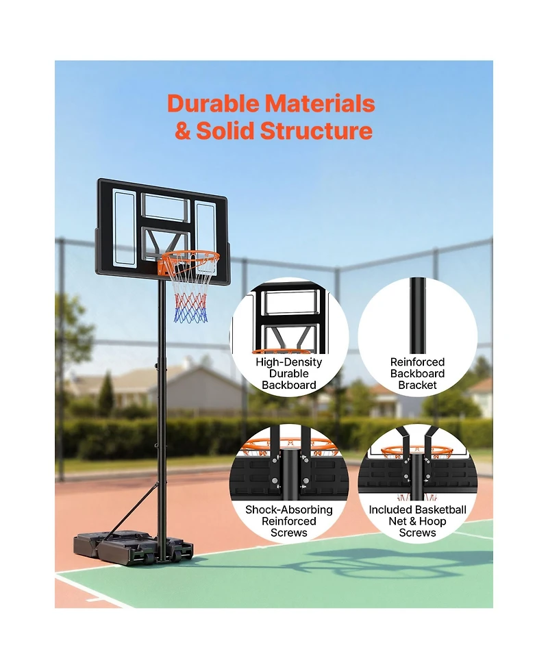 Hongge Height Adjustable Basketball Hoop System with 44 in Backboard