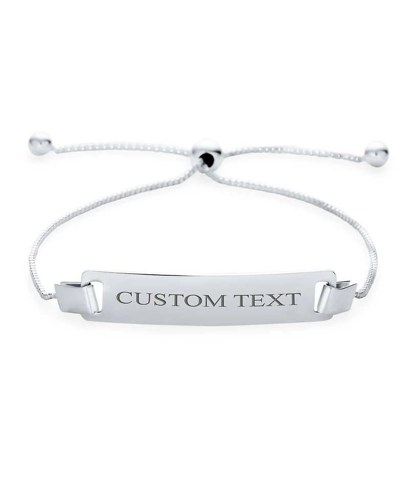 Bling Jewelry Blank Name Plated Identification Id Bolo Bracelet .925 Sterling Silver 6-7.5 inch Adjustable