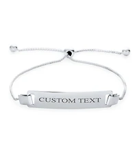 Bling Jewelry Blank Name Plated Identification Id Bolo Bracelet .925 Sterling Silver 6-7.5 inch Adjustable