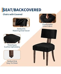 homfan Dining Chairs Set of 6 Mid-Century Modern Curved Backrest Chenille Upholstered Seat Hardwood Frame Wooden Legs Armless Kitchen Side