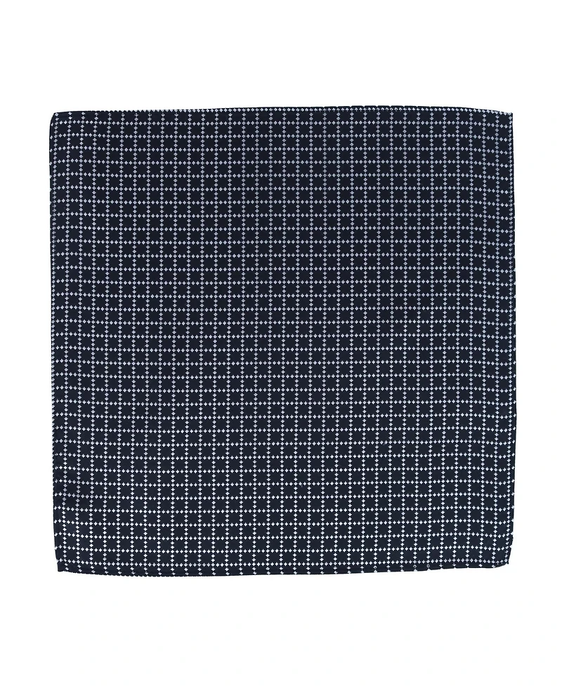 Trafalgar Men's Rowan Geometric Pattern Silk Necktie and Pocket Square Bundle