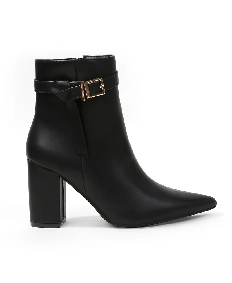 Berness Women's Blanche Pointed Toe Ankle Boots with Buckle Detail