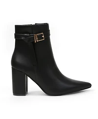 Berness Women's Blanche Pointed Toe Ankle Boots with Buckle Detail