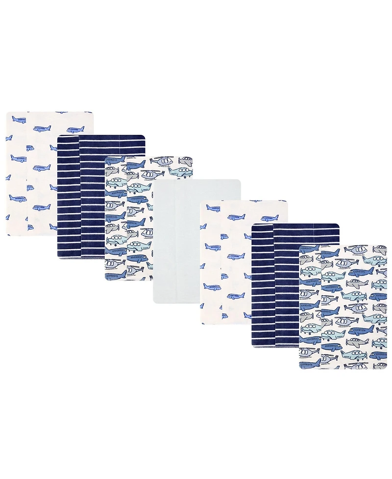 Hudson Baby Boy Cotton Poly Flannel Burp Cloths 7-Pack, Born To Fly