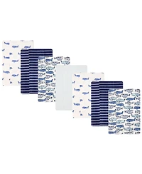 Hudson Baby Boy Cotton Poly Flannel Burp Cloths 7-Pack, Born To Fly
