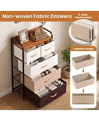 Sugift 5-Drawer Fabric Dresser with Removable Fabric Bins