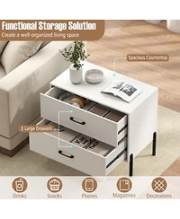 Sugift Set of 2 Modern Wooden Nightstands with 2 Drawers and Metal Legs