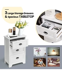 Sugift 3 Drawer Wood End Table Nightstand with Storage