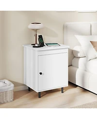 Sugift Mid Century Nightstand End Table with Door 1-Piece