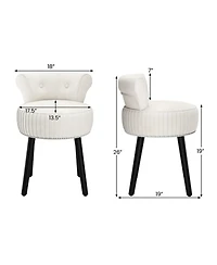 Sugift Velvet Vanity Chair Upholstered Stool with Tufted Low Back and Solid Wood Legs