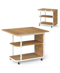 Sugift Mobile Night Stand with Foldable Swivel Top and 2-Tier Shelf for Small Spaces
