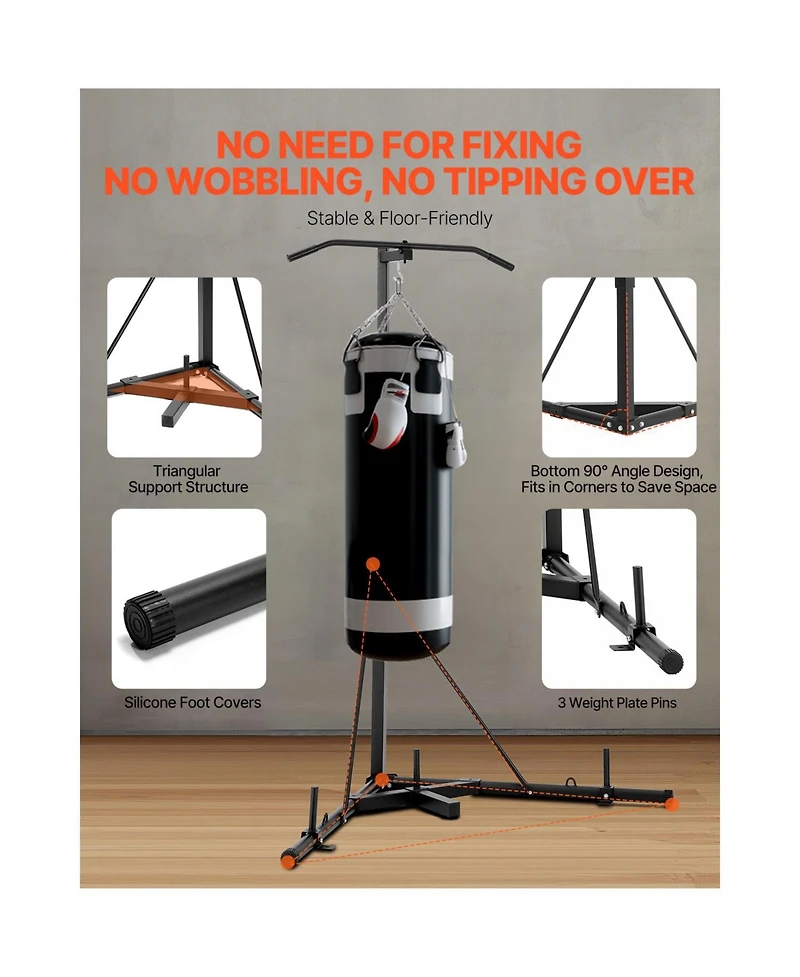 Hongge Heavy Duty Two-in-One Punching Bag Stand with Pull Up Bar