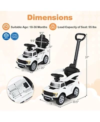 Hongge 3-in-1 Kids Ride-On Push Car with Led Lights and Under-Seat Storage, Ages 1.5-3