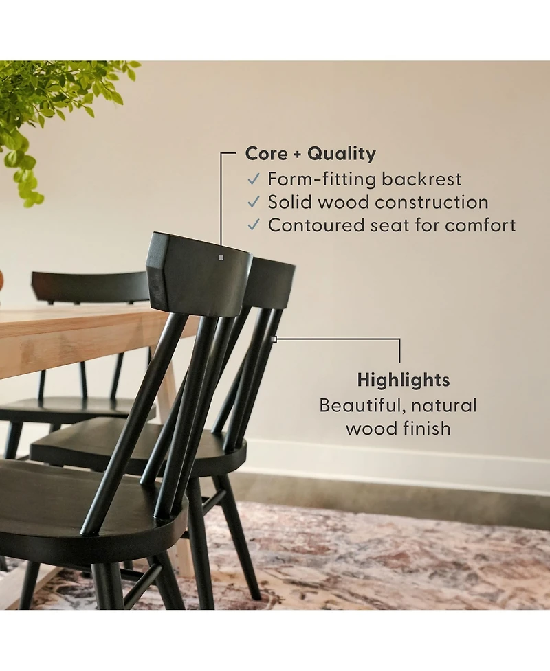 Plank+Beam Solid Wood Windsor Dining Chair Set of 4