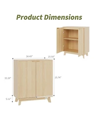 homfan Set of 2 Sideboard with Storage, Modern Fluted Credenza Doors and Adjustable Shelves, 31.5" Wood Console Living Room, Dining Room, Entryway