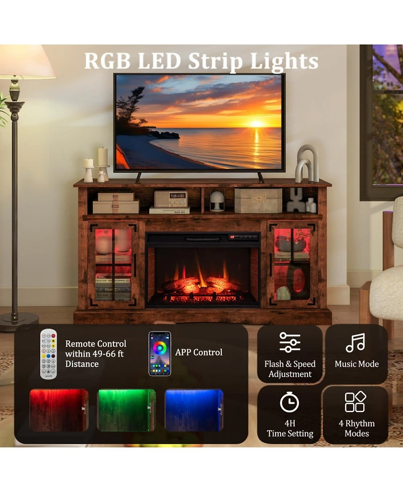Sugift Fireplace Tv Stand with Remote Control and Thermostat for TVs Up to 50 in