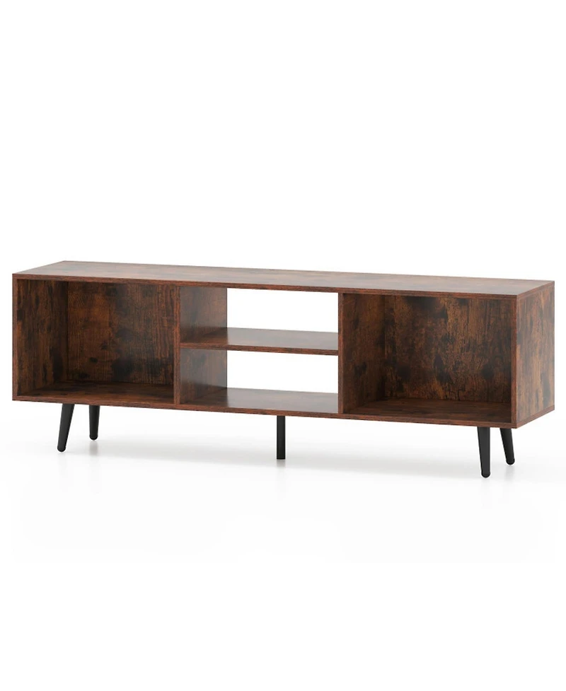 Sugift 47.5in Tv Stand for 55-Inch Tv with 2 Side Compartments 2-Tier Shelf and Metal Legs