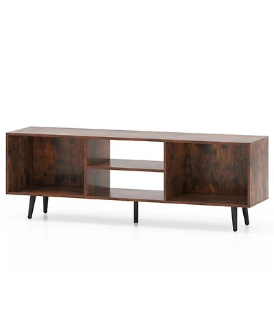 Sugift 47.5in Tv Stand for 55-Inch Tv with 2 Side Compartments 2-Tier Shelf and Metal Legs