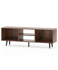 Sugift 47.5in Tv Stand for 55-Inch Tv with 2 Side Compartments 2-Tier Shelf and Metal Legs