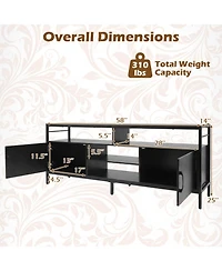 Sugift 58 in Industrial Tv Stand with 2 Cabinets and Adjustable Shelf for TVs up to 65 in