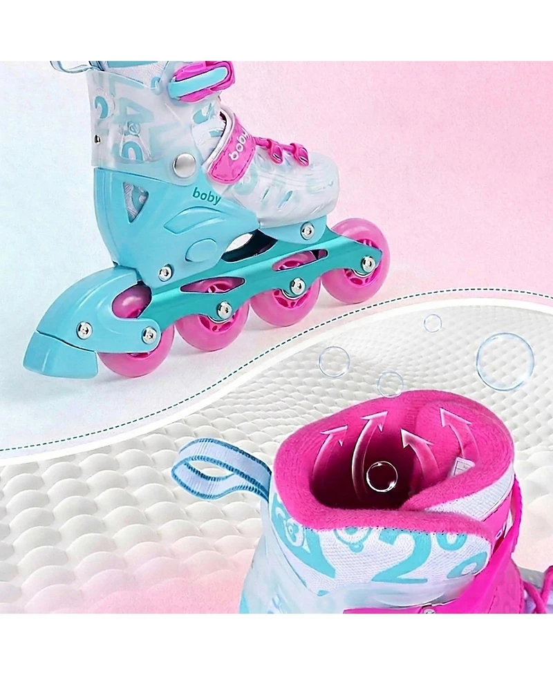 Sugift Kids Inline Skates with Light Up Wheels for Beginners Ages 9-14 Expandable Fit