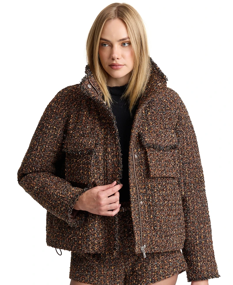 Avec Les Filles Women's Mock Neck Raglan Puffer Jacket
