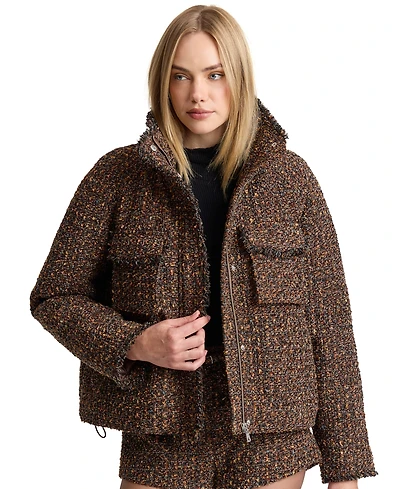 Avec Les Filles Women's Mock Neck Raglan Puffer Jacket