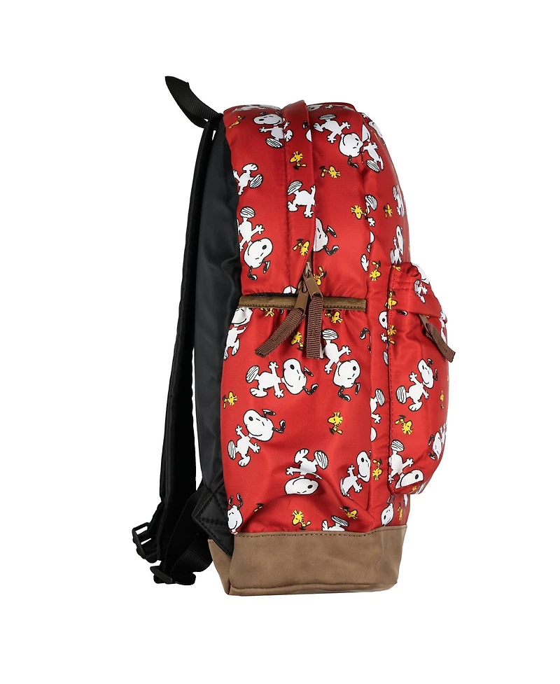 Peanuts Snoopy and Woodstock Backpack Dancing Friend All Over Design 16 Inch Book Bag