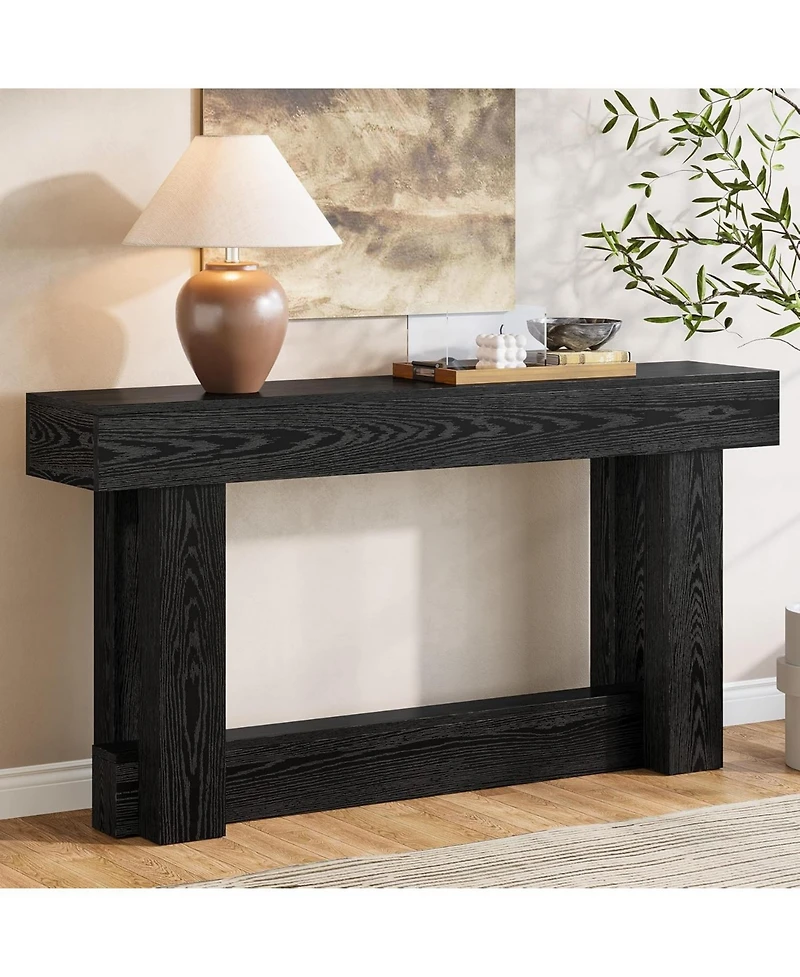 Tribesigns 160cm Narrow Console Table, Rustic Industrial Sofa Table with Wood Grain, for Behind Couch, Hallway, Entrance Hall, Easy Assembly