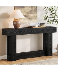 Tribesigns 160cm Narrow Console Table, Rustic Industrial Sofa Table with Wood Grain, for Behind Couch, Hallway, Entrance Hall, Easy Assembly
