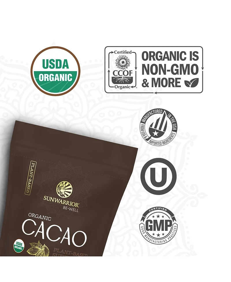 Sunwarrior Cacao Powder, Unsweetened Raw Cocoa for Baking and Smoothies, Non Gmo, 455 Gram