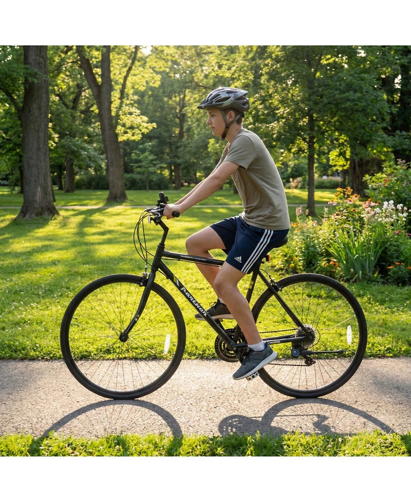 Sugift 700C Adult Hybrid Bike with 18-Speed Drivetrain and Phone Holder