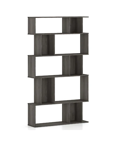 Sugift 5-Tier Geometric Bookshelf Set of 2 with Open and Closed