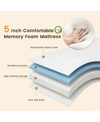 Sugift Twin Size Folding Rollaway Bed with 5-Inch Memory Foam Mattress and Metal Frame