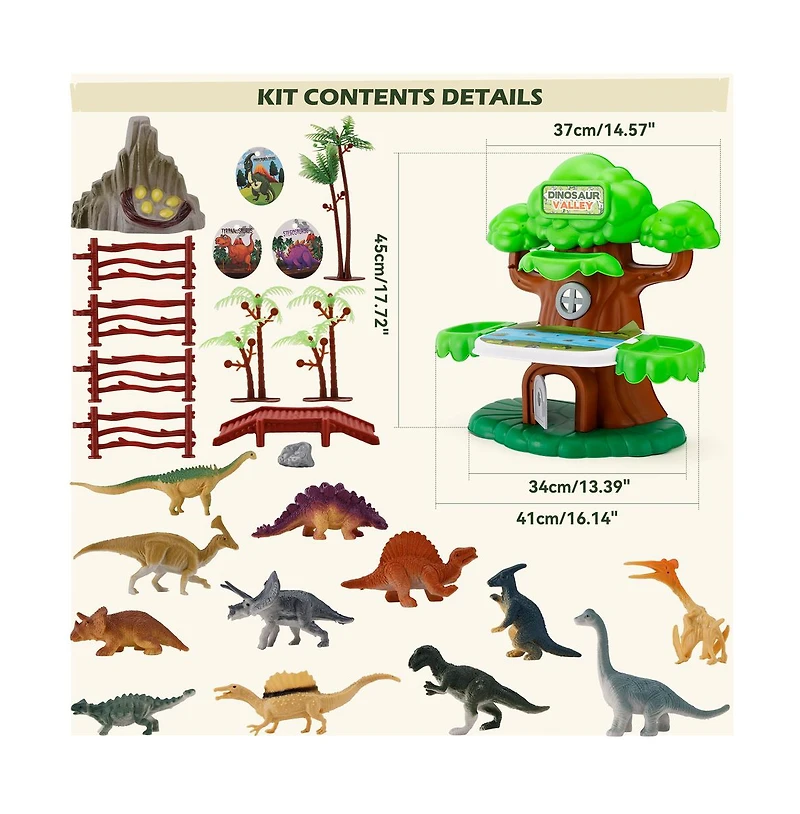 Bruce & Shark Dinosaur Valley Treehouse Realistic 37-Piece Playset, Ages 3+