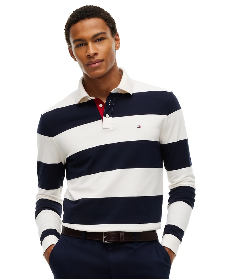 Tommy Hilfiger Men's Striped Classic Rugby Polo Shirt