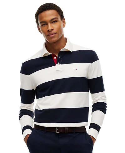 Tommy Hilfiger Men's Striped Classic Rugby Polo Shirt