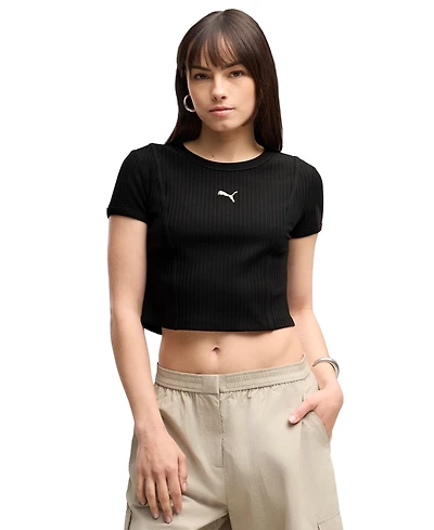 Puma Women's Ribbed Cropped Crewneck T-Shirt