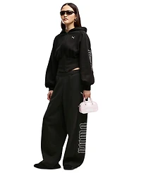 Puma Women's Street Glam Bedazzled Balloon-Sleeve Full-Zip Hoodie