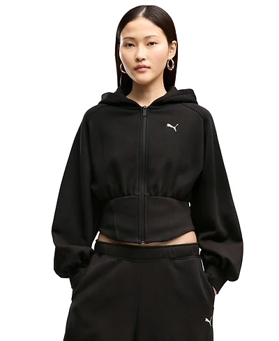 Puma Women's Street Glam Bedazzled Balloon-Sleeve Full-Zip Hoodie