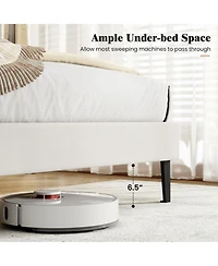 Sugift Twin Size Velvet Upholstered Platform Bed with Adjustable Channel Headboard