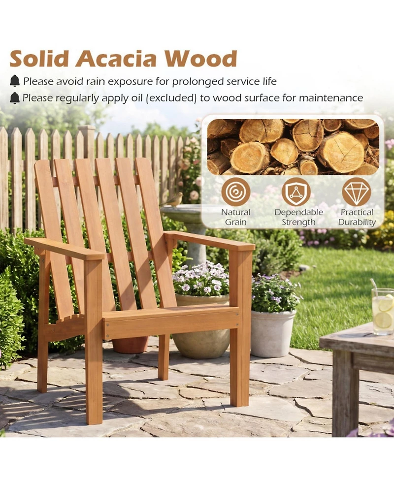 Sugift Square Acacia Wood Patio Side Table Set of 2 with Slatted Tabletop