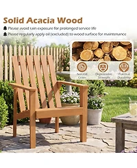 Sugift Square Acacia Wood Patio Side Table Set of 2 with Slatted Tabletop