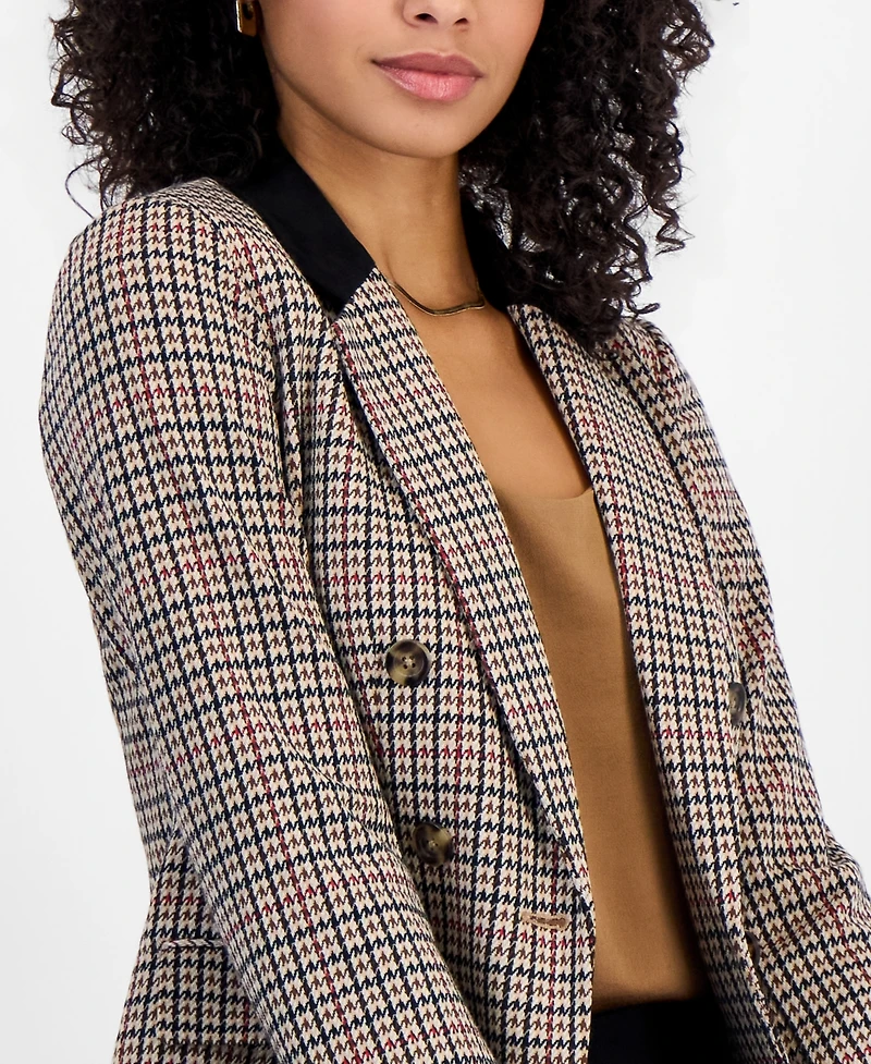Bar Iii Women's Plaid Faux Double-Breasted Notch Collar Blazer, Macy's Exclusive