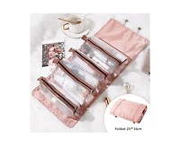 Mountaintop Travel Toiletry Bag Makeup Cosmetic Bag 4-in-1 Roll-Up Make Up Storage Organizer With 4 Zipper Pouches