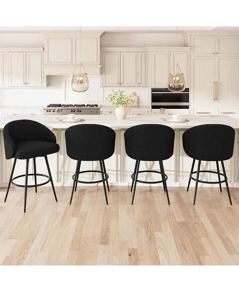 Gaomon 360degree(s) Swivel Bar Stools Set of 4 with Backs - Upholstered Polyester Knit, Counter Height Dining Chairs