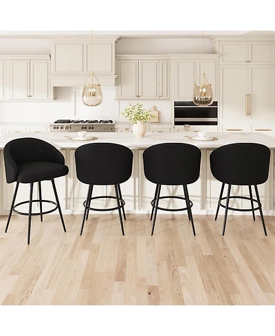 Gaomon 360degree(s) Swivel Bar Stools Set of 4 with Backs - Upholstered Polyester Knit, Counter Height Dining Chairs