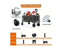 Mountaintop Foldable Utility Wagon Cart, 220lb Capacity, All-Terrain Wheels & Side Pockets for Beach, Garden & Camping.