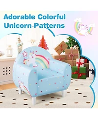 Sugift Kids Upholstered Armchair with Breathable Spandex Fabric and Wide Armrests